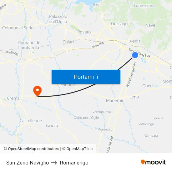 San Zeno Naviglio to Romanengo map