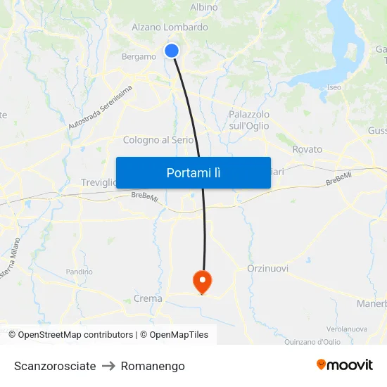Scanzorosciate to Romanengo map