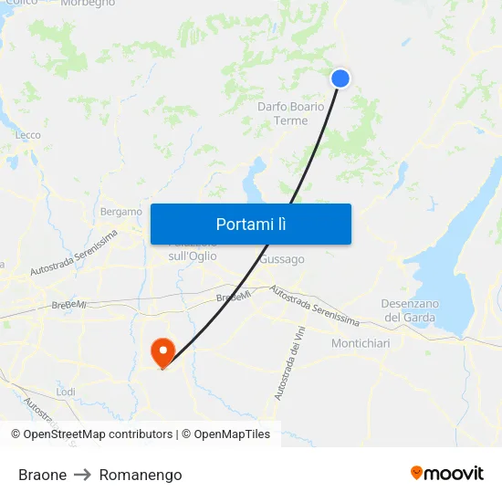 Braone to Romanengo map