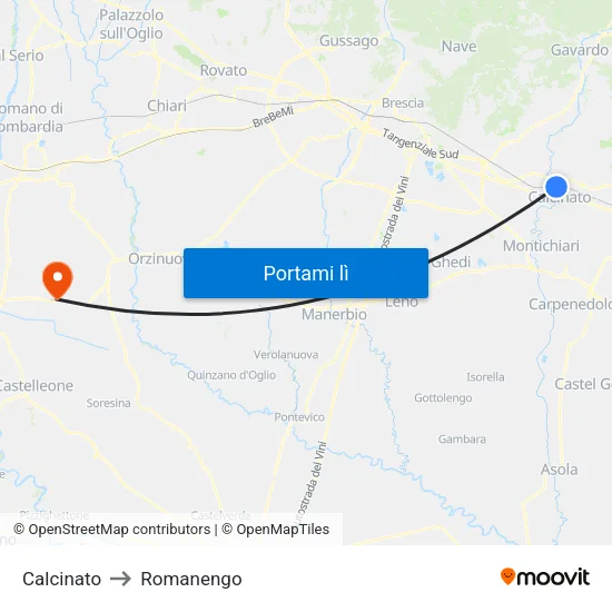 Calcinato to Romanengo map