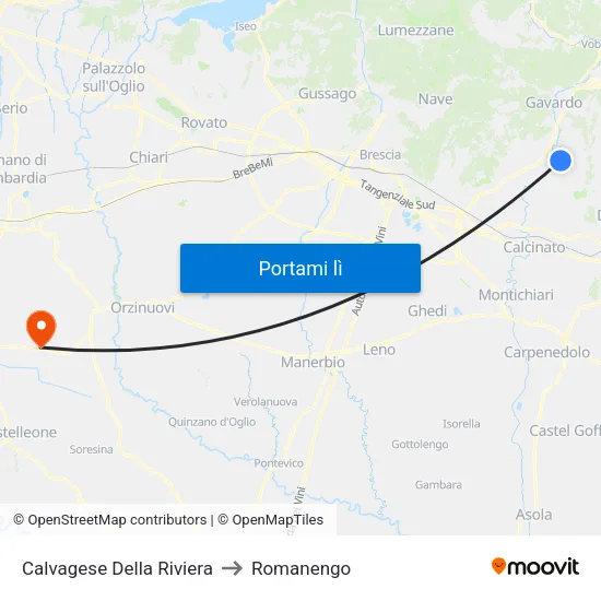 Calvagese Della Riviera to Romanengo map