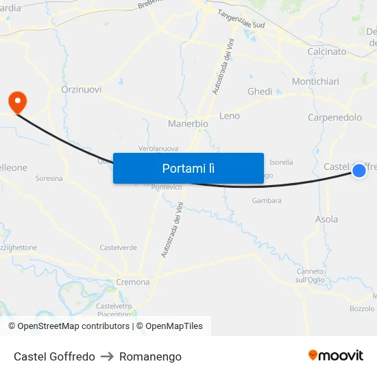 Castel Goffredo to Romanengo map