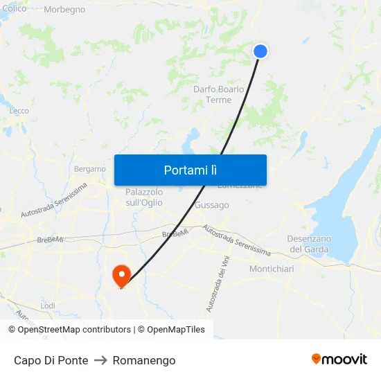 Capo Di Ponte to Romanengo map