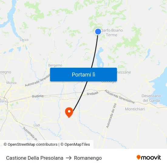 Castione Della Presolana to Romanengo map