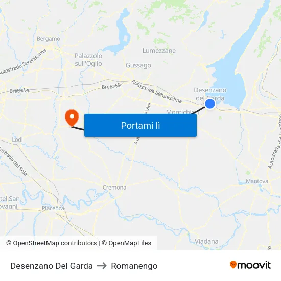 Desenzano Del Garda to Romanengo map