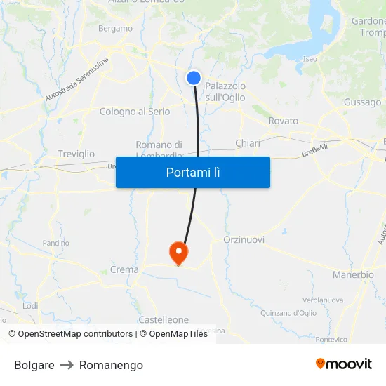 Bolgare to Romanengo map
