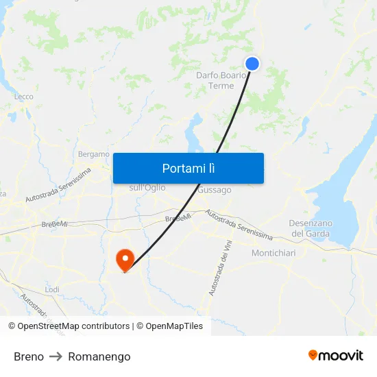Breno to Romanengo map