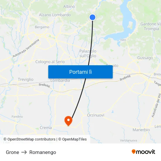 Grone to Romanengo map