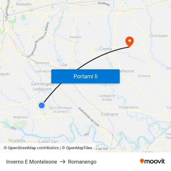 Inverno E Monteleone to Romanengo map