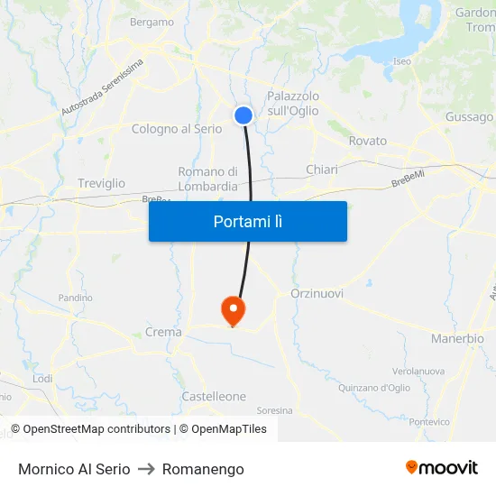 Mornico Al Serio to Romanengo map