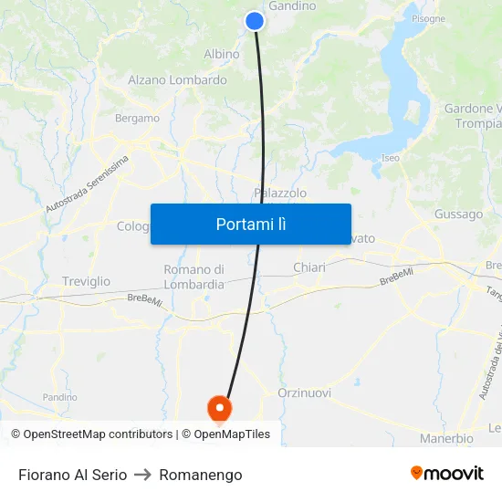 Fiorano Al Serio to Romanengo map