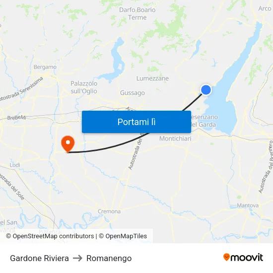 Gardone Riviera to Romanengo map