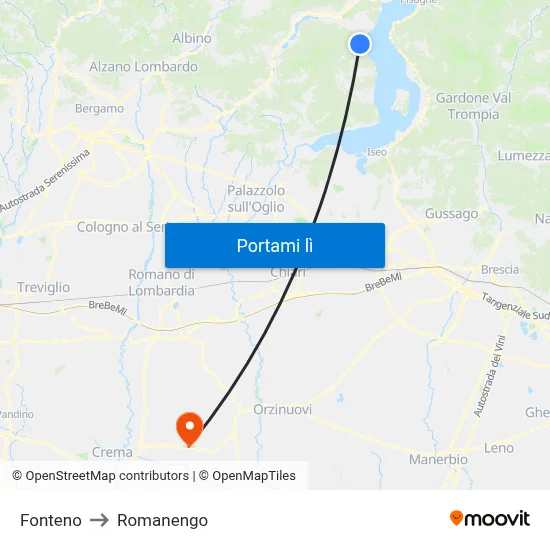 Fonteno to Romanengo map