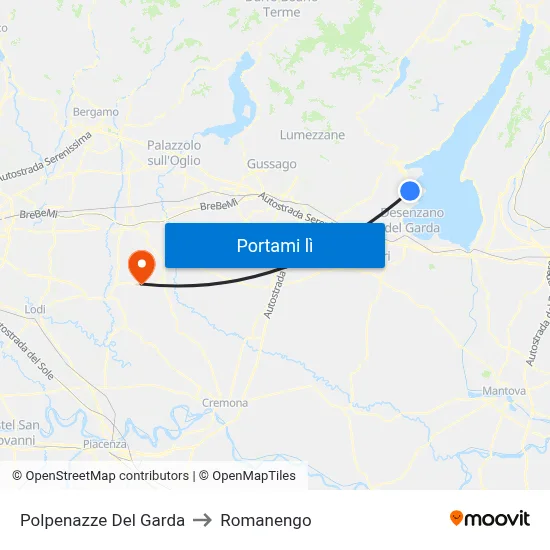 Polpenazze Del Garda to Romanengo map