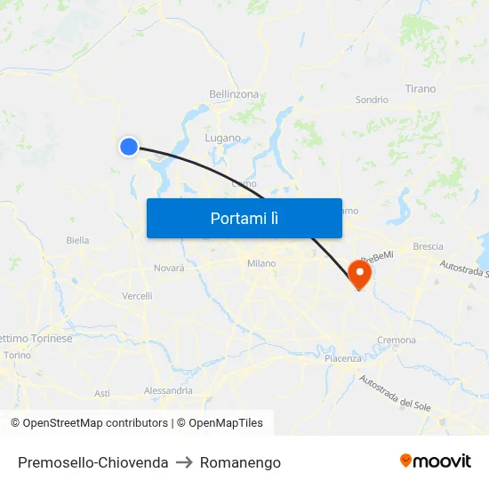Premosello-Chiovenda to Romanengo map