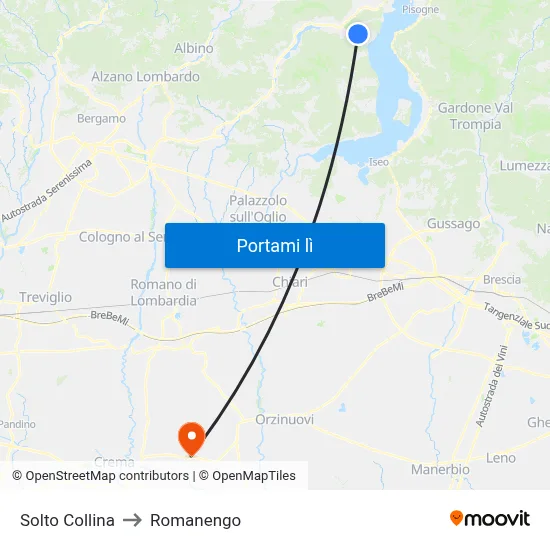 Solto Collina to Romanengo map