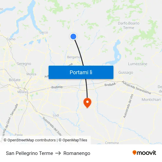 San Pellegrino Terme to Romanengo map