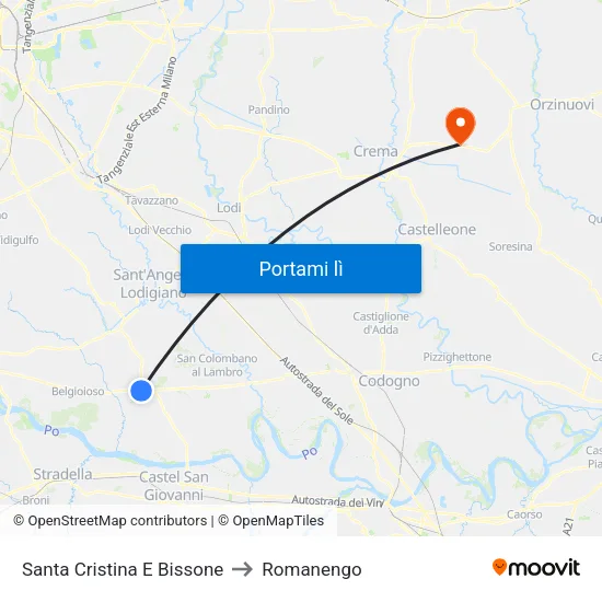 Santa Cristina E Bissone to Romanengo map