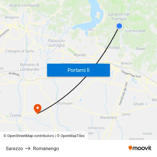Sarezzo to Romanengo map