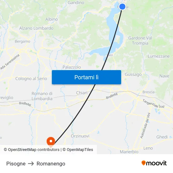 Pisogne to Romanengo map