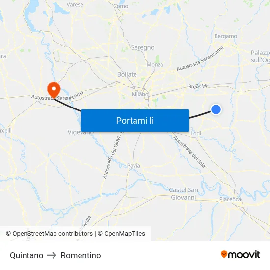 Quintano to Romentino map