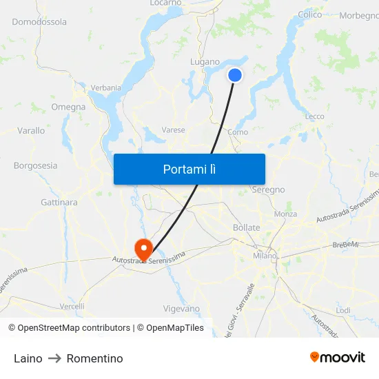 Laino to Romentino map