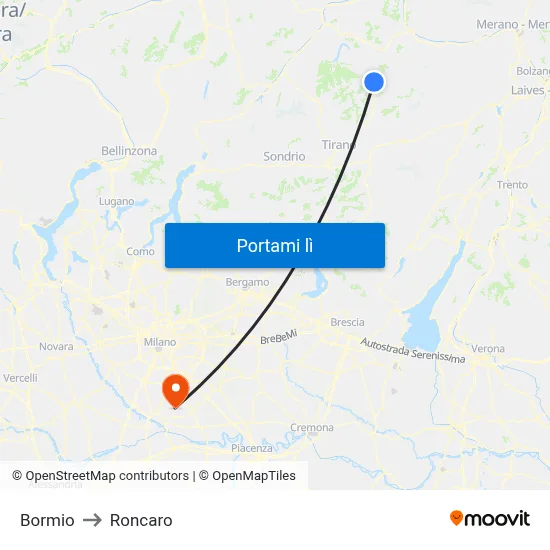 Bormio to Roncaro map
