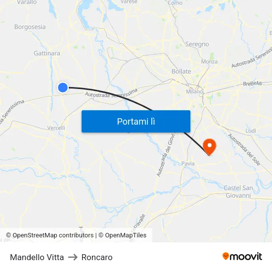 Mandello Vitta to Roncaro map