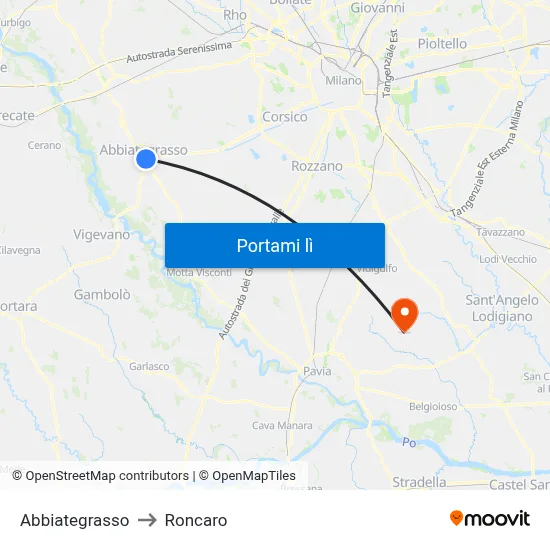 Abbiategrasso to Roncaro map