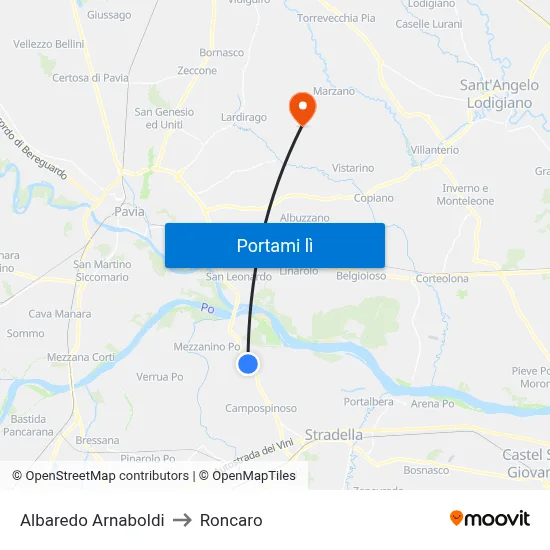 Albaredo Arnaboldi to Roncaro map