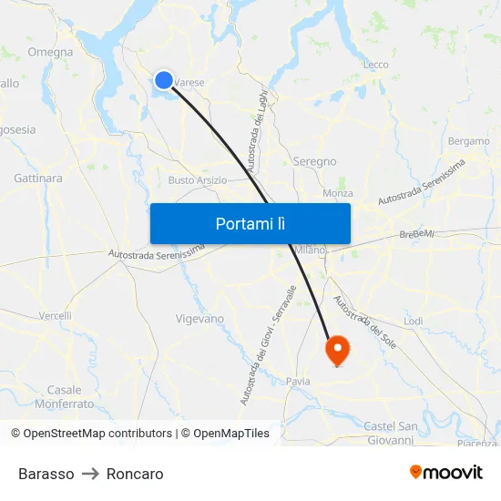 Barasso to Roncaro map