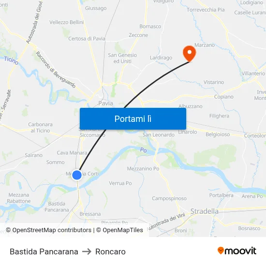 Bastida Pancarana to Roncaro map
