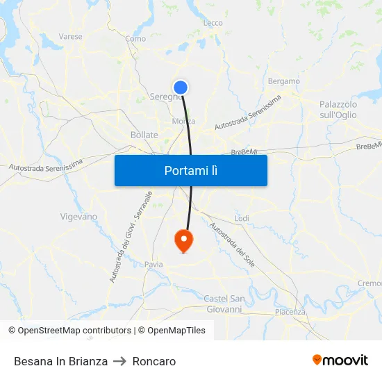 Besana In Brianza to Roncaro map