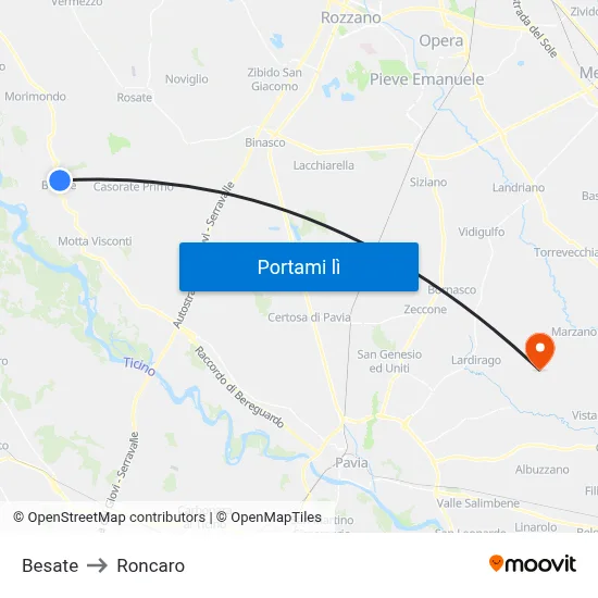 Besate to Roncaro map