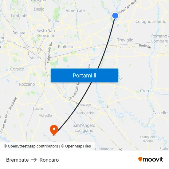 Brembate to Roncaro map