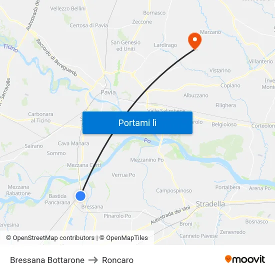 Bressana Bottarone to Roncaro map