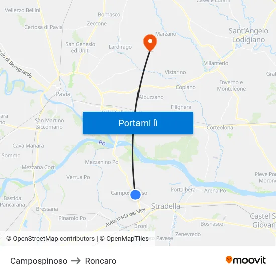 Campospinoso to Roncaro map