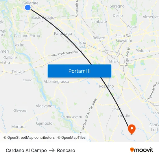 Cardano Al Campo to Roncaro map
