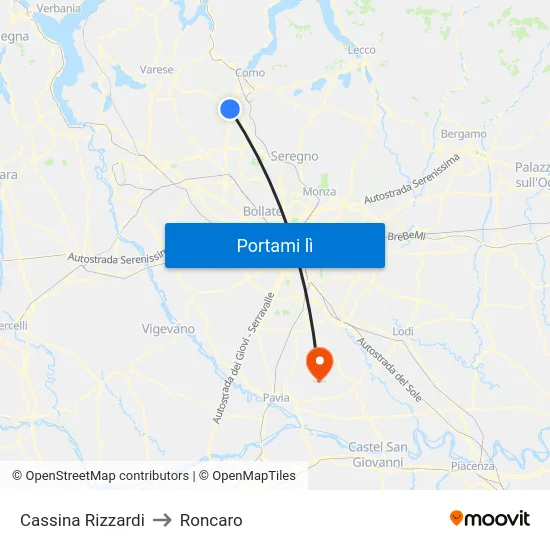 Cassina Rizzardi to Roncaro map