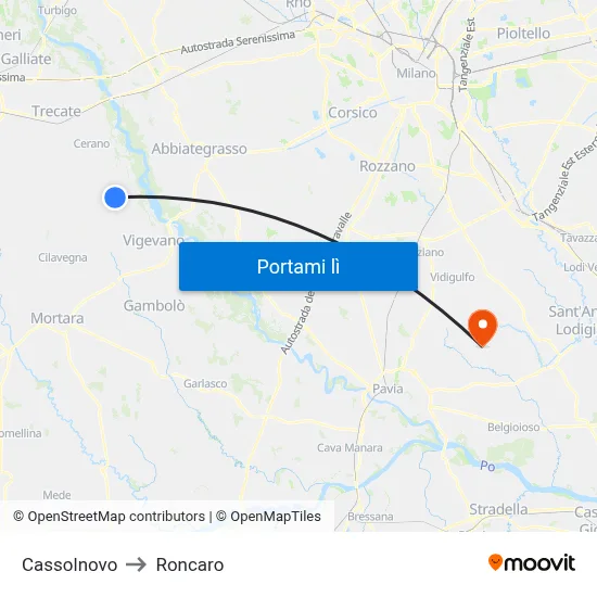 Cassolnovo to Roncaro map