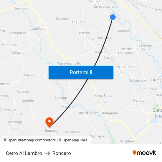 Cerro Al Lambro to Roncaro map
