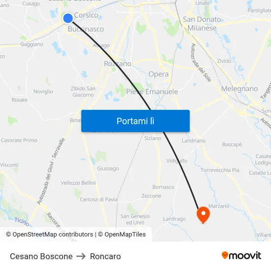 Cesano Boscone to Roncaro map