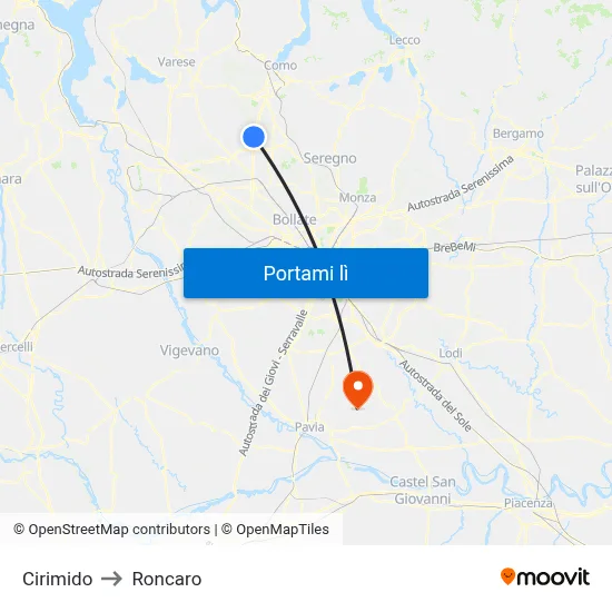 Cirimido to Roncaro map