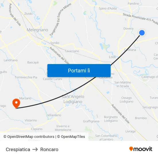 Crespiatica to Roncaro map