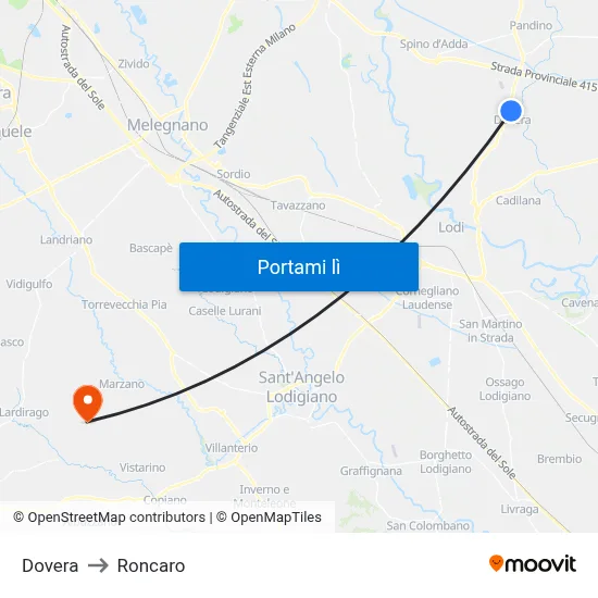 Dovera to Roncaro map