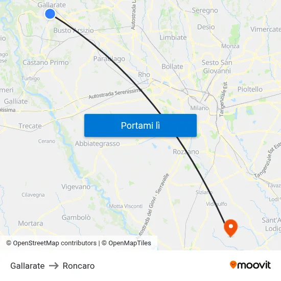 Gallarate to Roncaro map