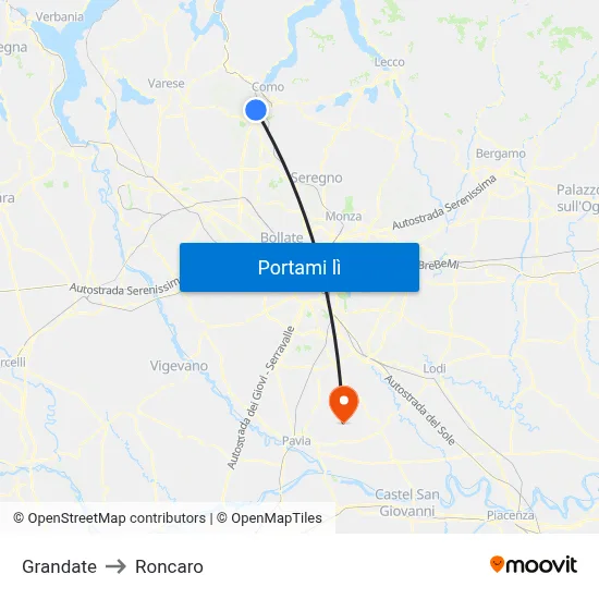Grandate to Roncaro map