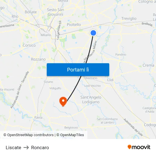 Liscate to Roncaro map