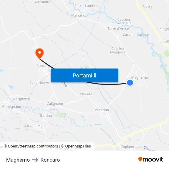 Magherno to Roncaro map