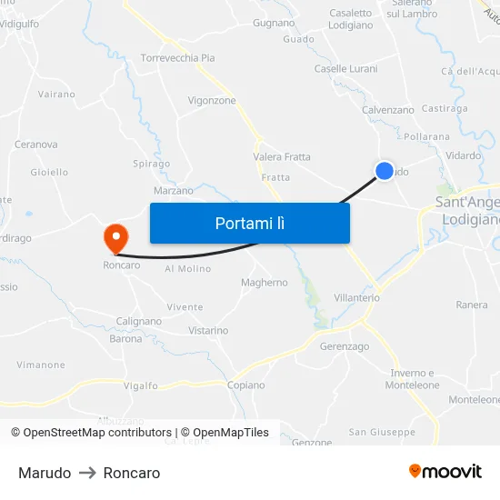 Marudo to Roncaro map